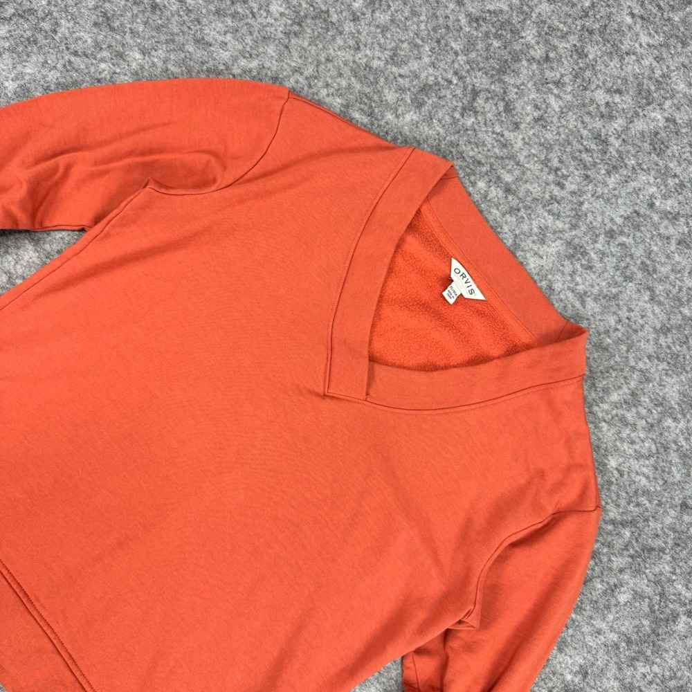 ORVIS Women's Muted Orange V Neck‎ Sweatshirt Pullover Top Size XS